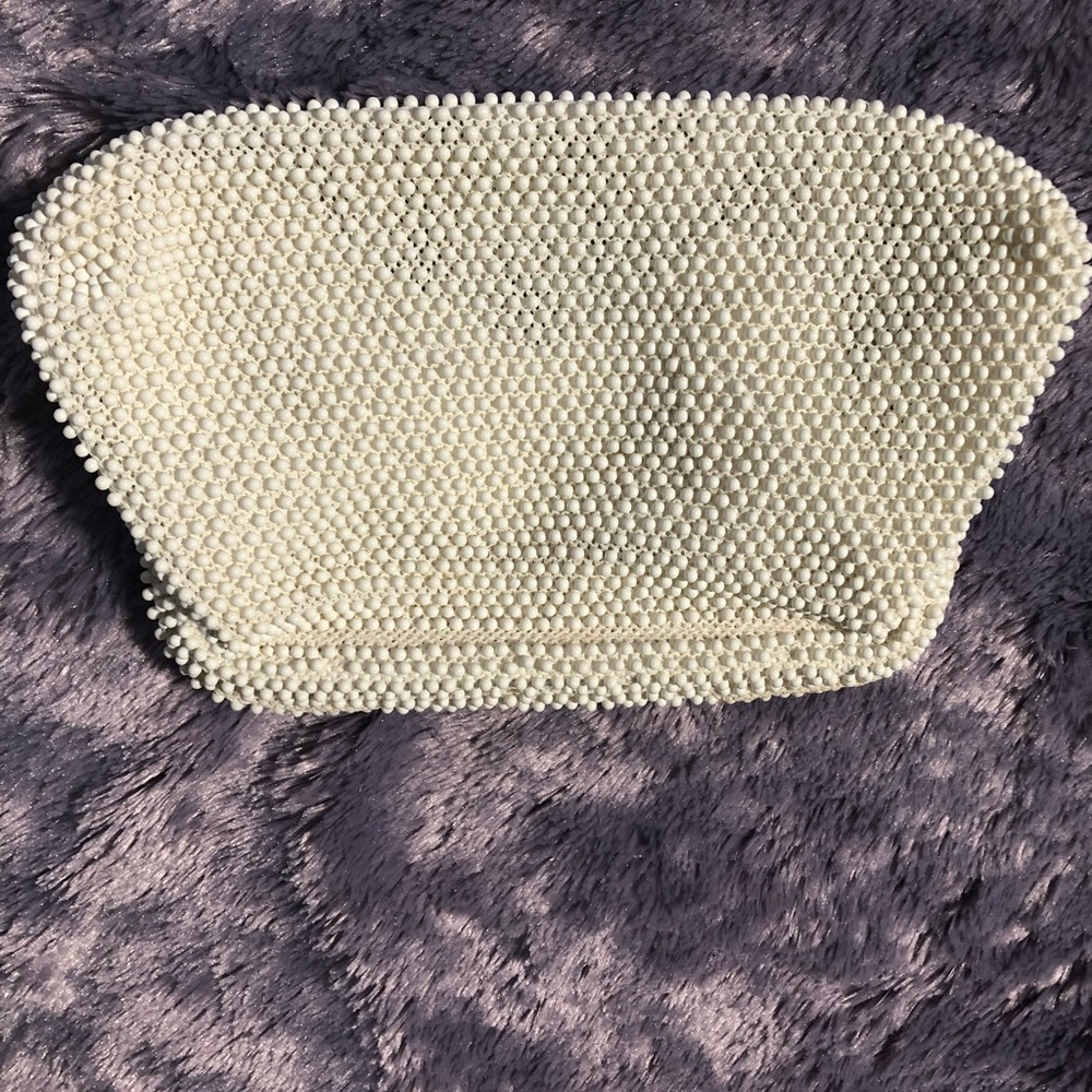 Cream Beaded Clutch